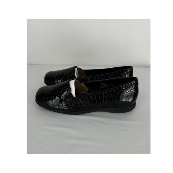 ComfortView The Leisa Slip On Flat Crocodile Textured Womens Size 7W Black New - Picture 5 of 10